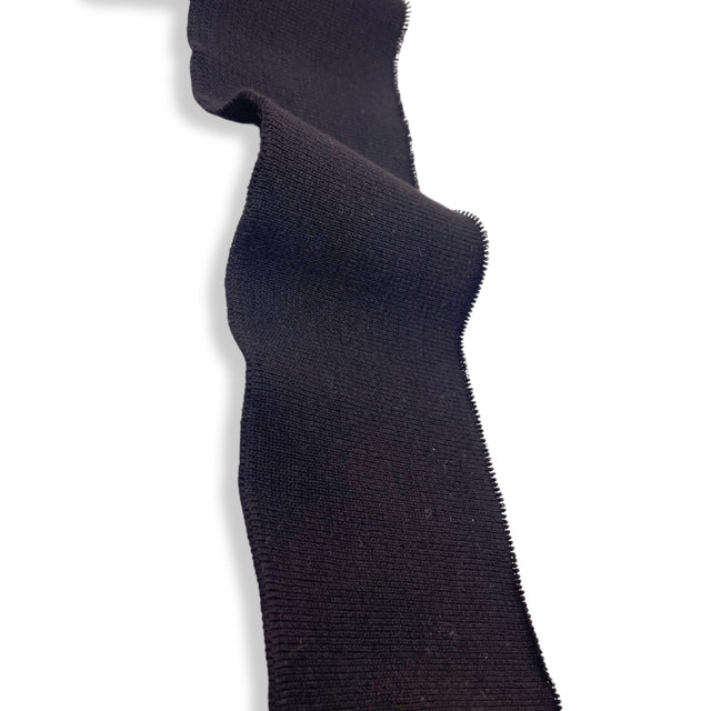 Plain Poly Cotton Stretch Knitted Ribbing Fabric Black 1