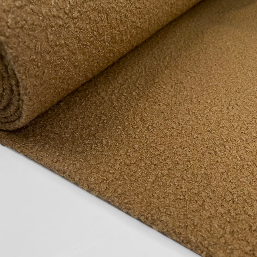 Plain Tan Brown Luxury Heavy Boucle Coating Fabric Bolt