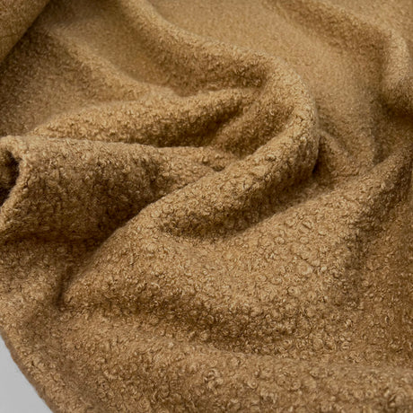 Plain Tan Brown Luxury Heavy Boucle Coating Fabric