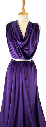 Plain Velour Dress Fabric  Roxy Stretch Velvet Amethyst Dress