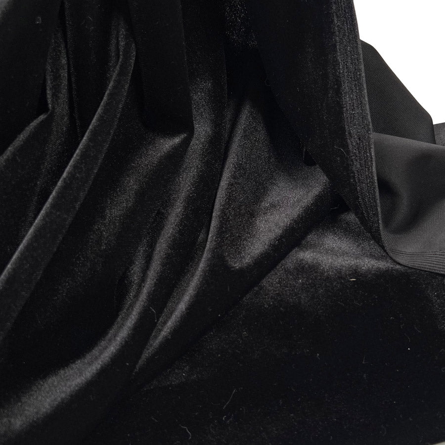 Plain Velour Dress Fabric  Roxy Stretch Velvet Black