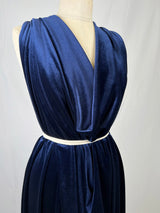 Plain Velour Dress Fabric  Roxy Stretch Velvet Navy Side