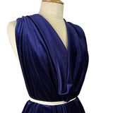 Plain Velour Dress Fabric  Roxy Stretch Velvet Navy Side2