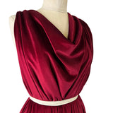 Plain Velour Dress Fabric  Roxy Stretch Velvet Wine Side