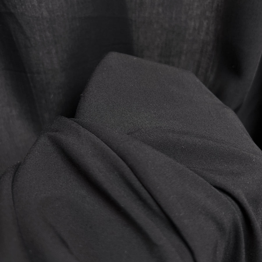 Plain Viscose Poplin Dress Fabric Black Hand