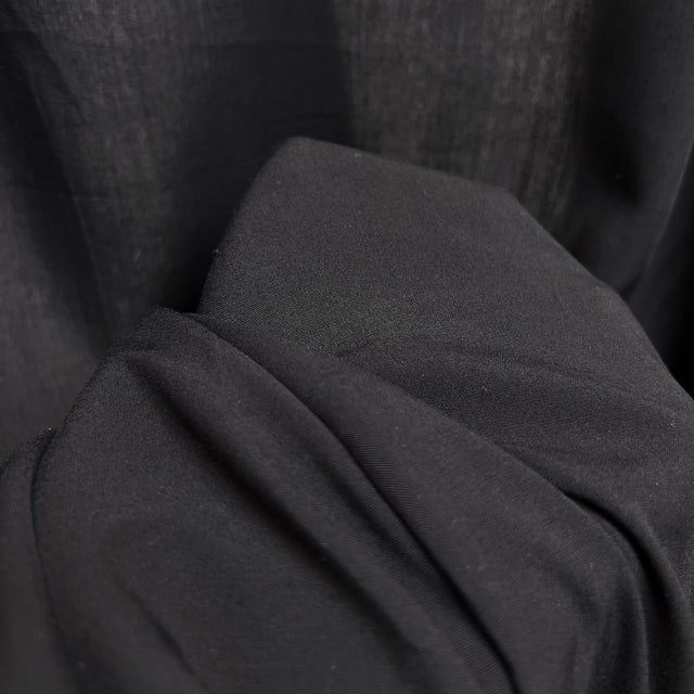 Plain Viscose Poplin Dress Fabric Black Hand