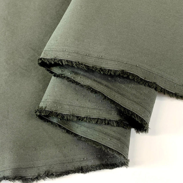 Platoon Khaki Fine Gabardine Twill Shirting Dress Fabric Close Up Fabric Photo