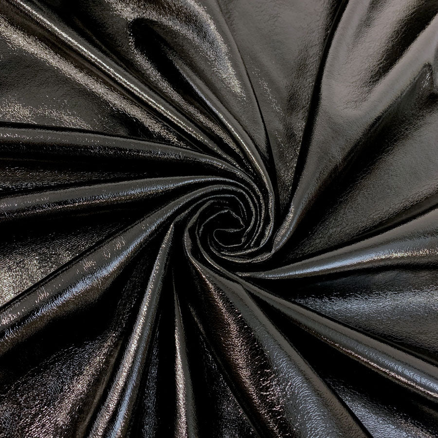 Pleather Teddy Fur Lined Faux Leather Fabric Close Up Swirl Drape Fabric Photo