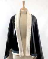 Pleather Teddy Fur Lined Faux Leather Fabric Manequin Fabric Photo