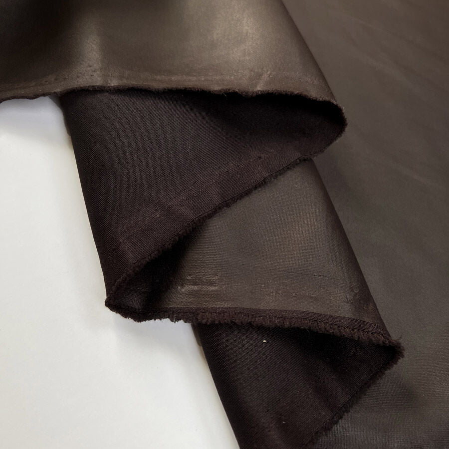 Pleather Chocolate Brown Polyester Faux Leather Fabric Fold