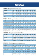 Ploen Patterns Tyra Trousers Pattern Size Chart