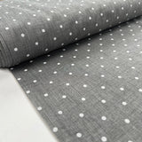 Polka Lawn Grey White Cotton Silver Woven Dress Fabric Bolt