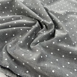 Polka Lawn Grey White Cotton Silver Woven Dress Fabric