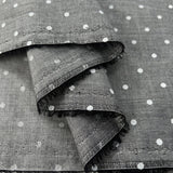 Polka Lawn Grey White Cotton Silver Woven Dress Fabric Fold