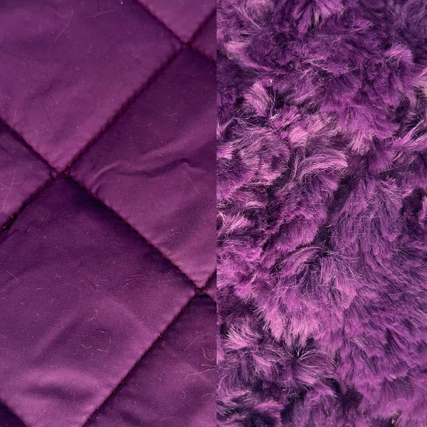 Polyester 2oz Waddded Diamon Quilting Fur Lined Double Dabble Damson