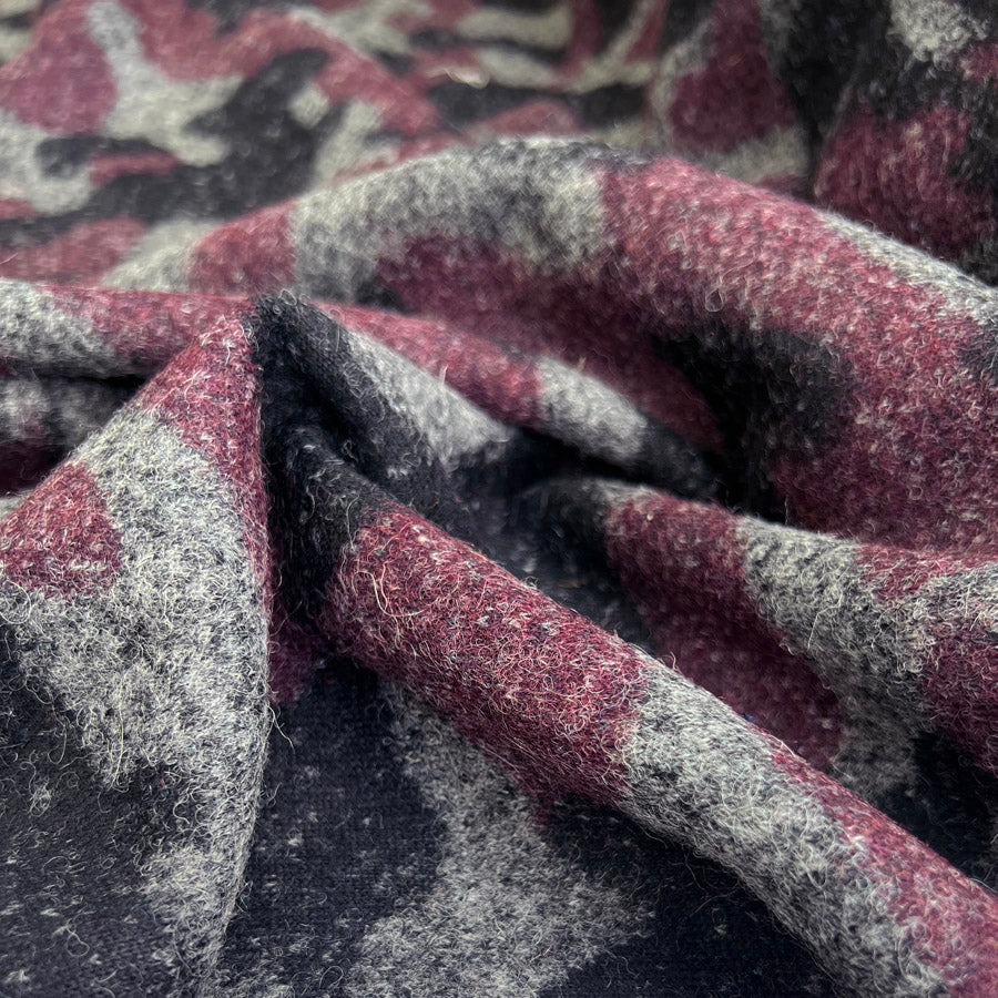 Polyester boiled wool coating fabric the fall damson patch cu3