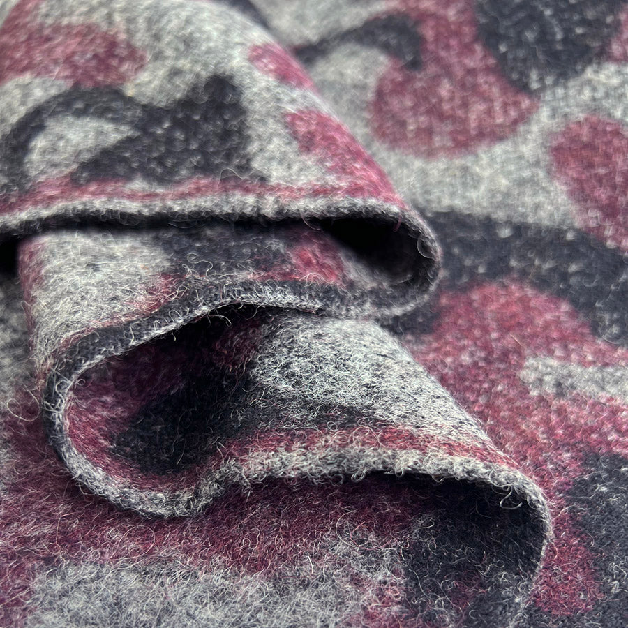Polyester boiled wool coating fabric the fall damson patch fold 2