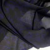 Polyester Chiffon Dress Fabric Indogo Black Midnight Chance Close Up