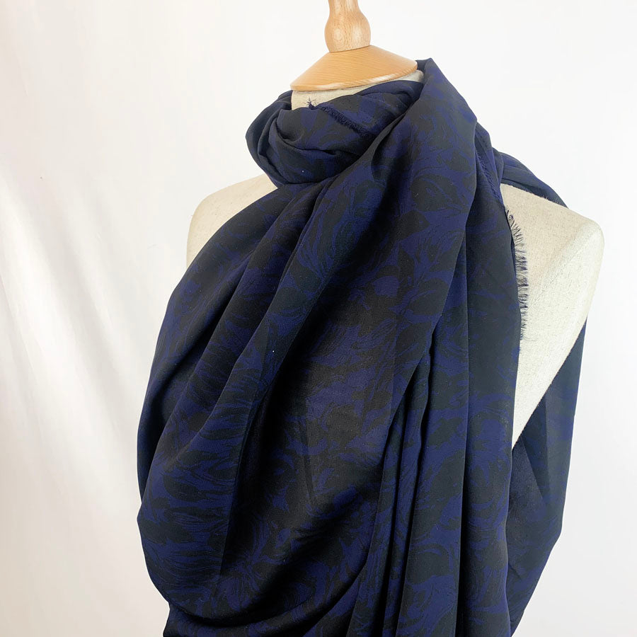 Polyester Chiffon Dress Fabric Indogo Black Midnight Chance Side