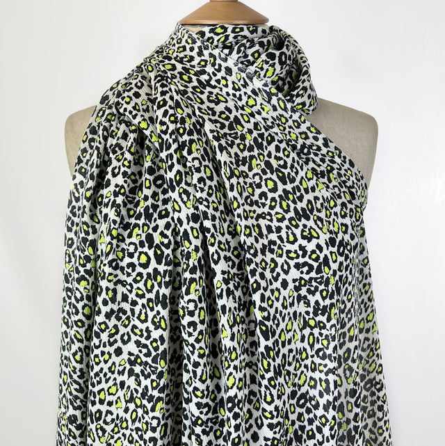 Polyester Chiffon Dress Fabric Neon Green Leopard Spot Punch Chest