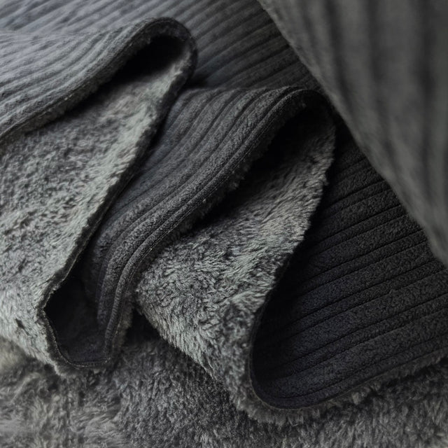 Polyester Corduroy Fleece Fabric Fur Lined Cord Black Fold B68Fe8Aa D891 4C94 9152 C7B83705F789