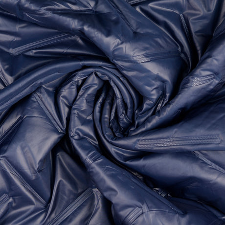 Polyester Embossed Quilted Coating Fabric Grate Quilt Navy Twist