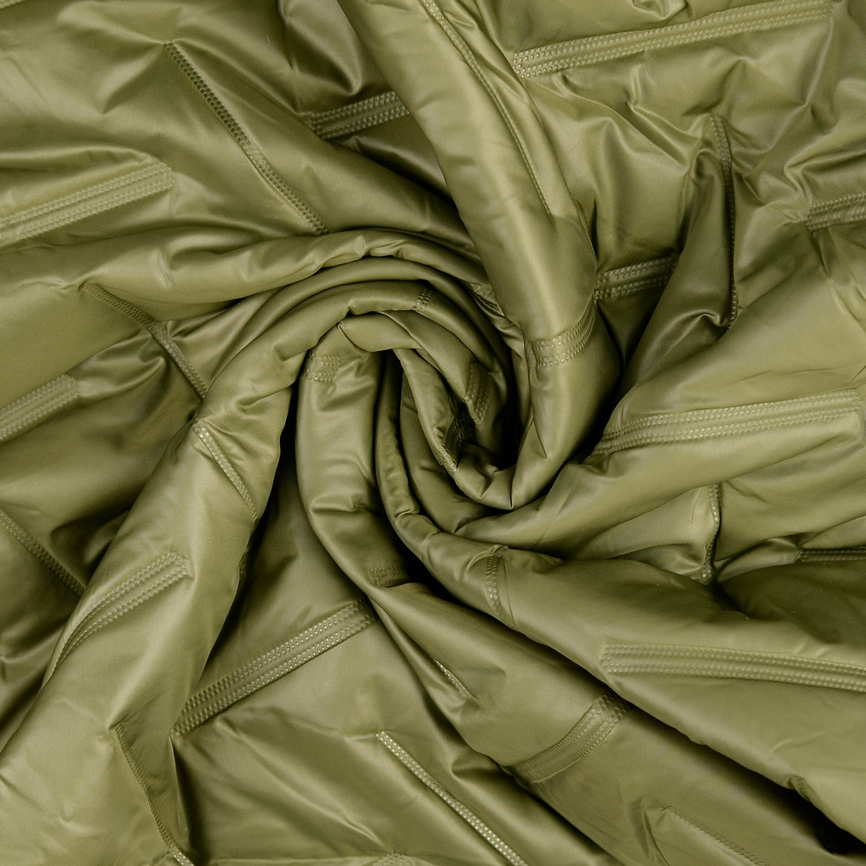Polyester Embossed Quilted Coating Fabric Grate Quilt Olive Twist