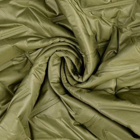 Polyester Embossed Quilted Coating Fabric Grate Quilt Olive Twist