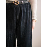 Polyester Evening Wear Fabric Noir Luxe Crushed Velvet Trouser