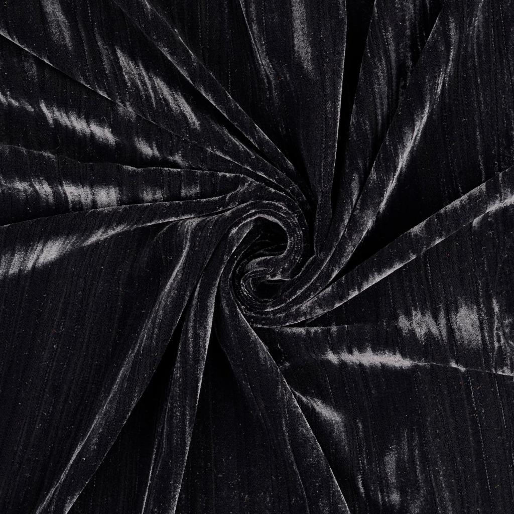 Polyester Evening Wear Fabric Noir Luxe Crushed Velvet Twist