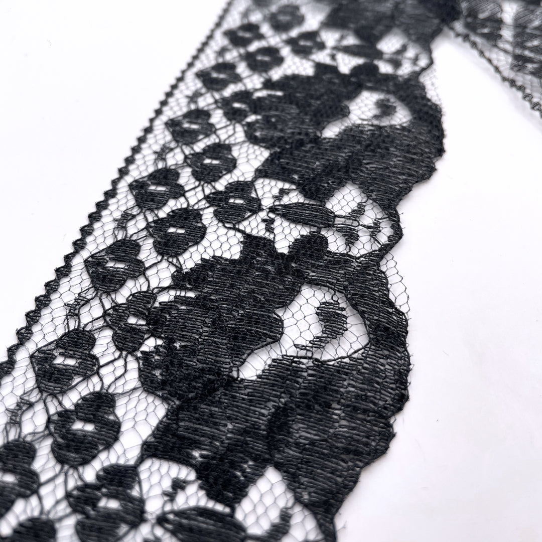 Polyester Flat Lace Trim Claire Black