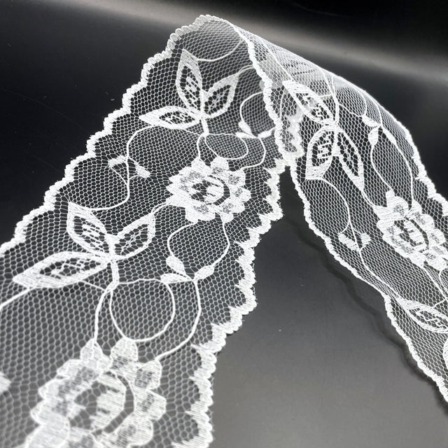 Polyester Flat Lace Trim Grace White Fold