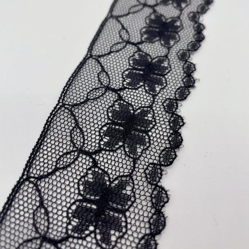 Polyester Flat Lace Trim Lucy Black Full
