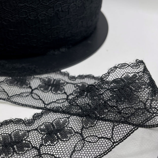 Polyester Flat Lace Trim Lucy Black Roll