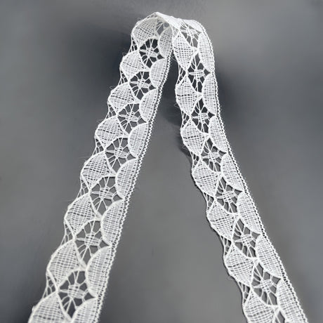 Polyester Flat Lace Trim Sophie Soft White Fold