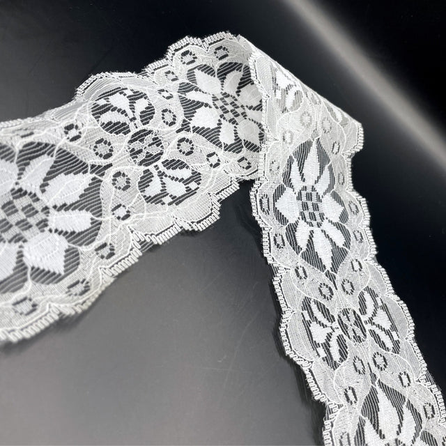 Polyester Flat Lace Trim Summer White Fold