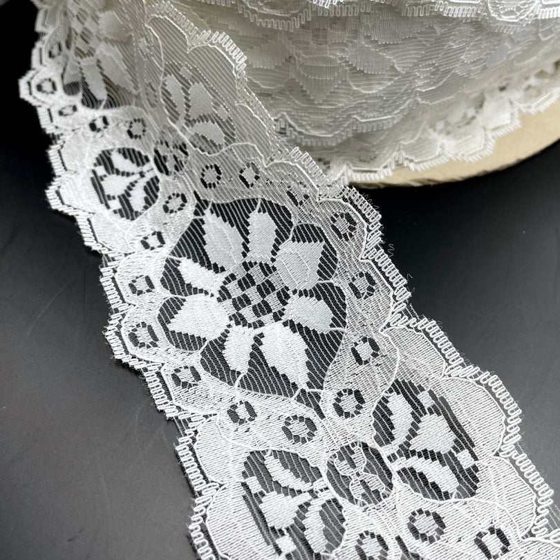 Polyester Flat Lace Trim Summer White Roll