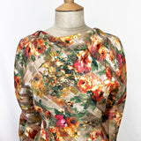 Polyester Organza Striped Orange Floral Claudia Chest