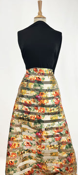 Polyester Organza Striped Orange Floral Claudia Skirt