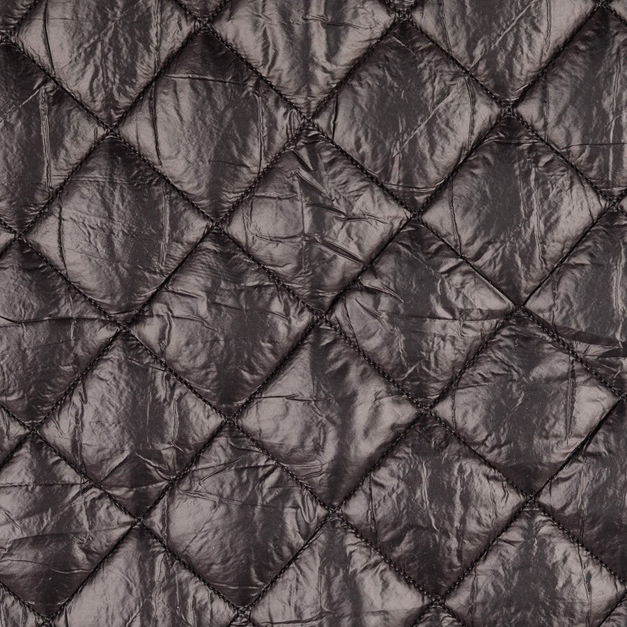 Polyester plain diamond quilted fabric crystal black