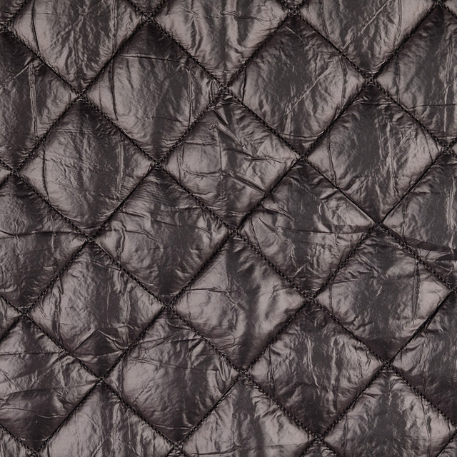 Polyester plain diamond quilted fabric crystal black
