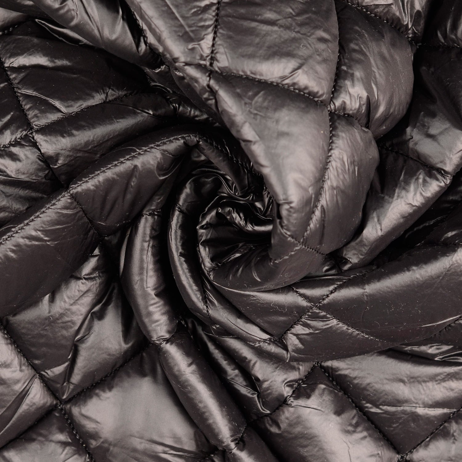 Polyester plain diamond quilted fabric crystal black twist