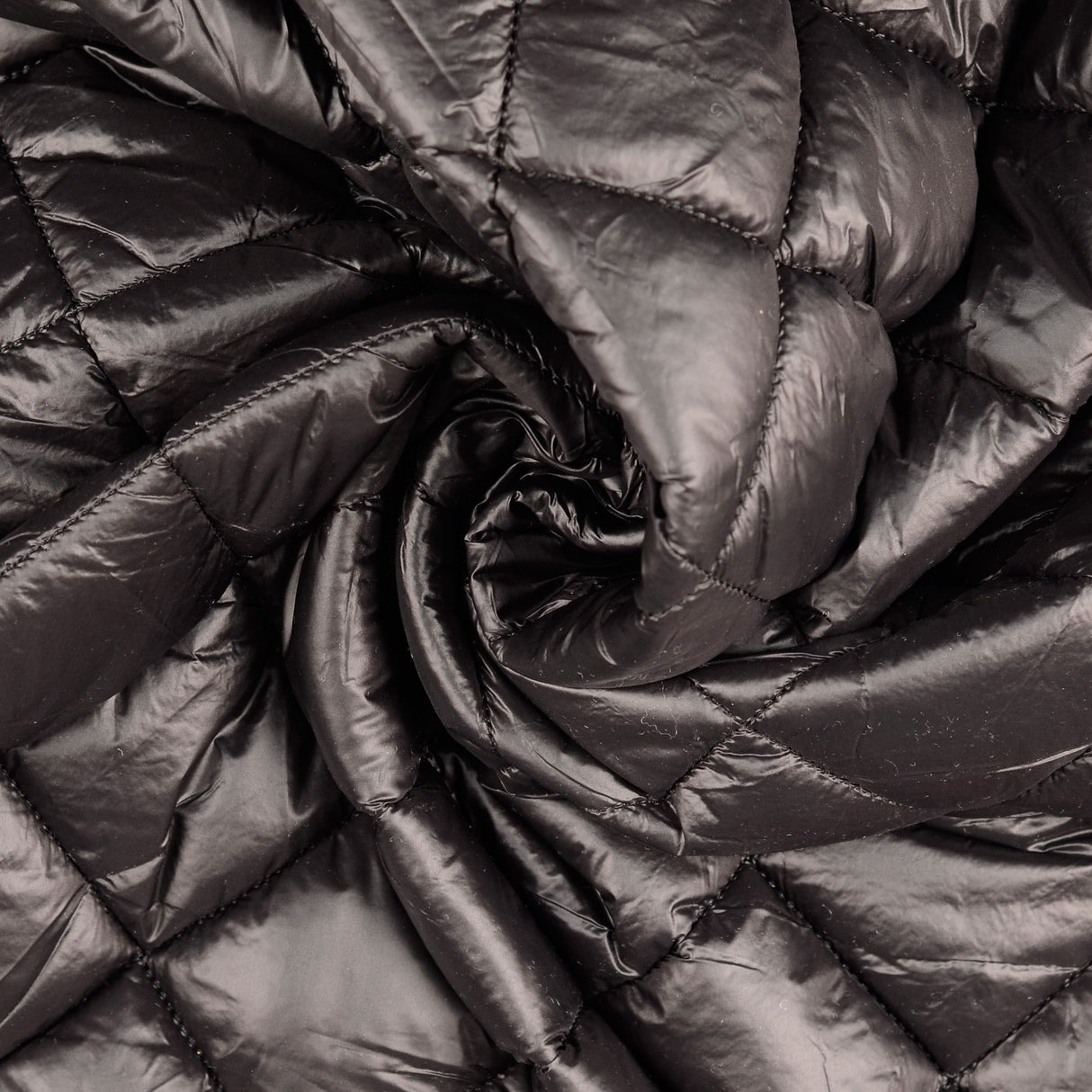 Polyester plain diamond quilted fabric crystal black twist