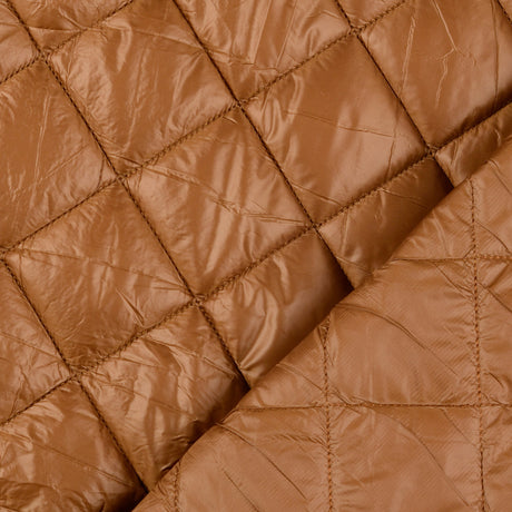 Polyester plain diamond quilted fabric crystal tan fold