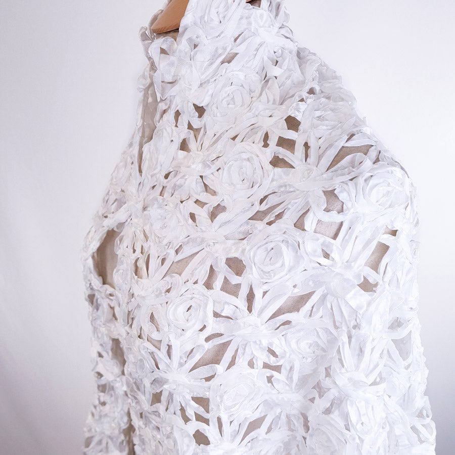Polyester Ribboned Lattice Fabric Ivory Something New Side