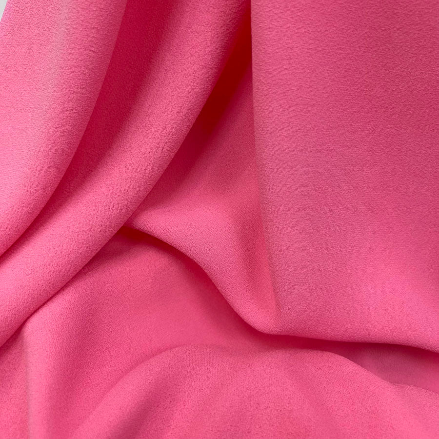Polyester Triple Crepe Fabric Candy Pink Close Up