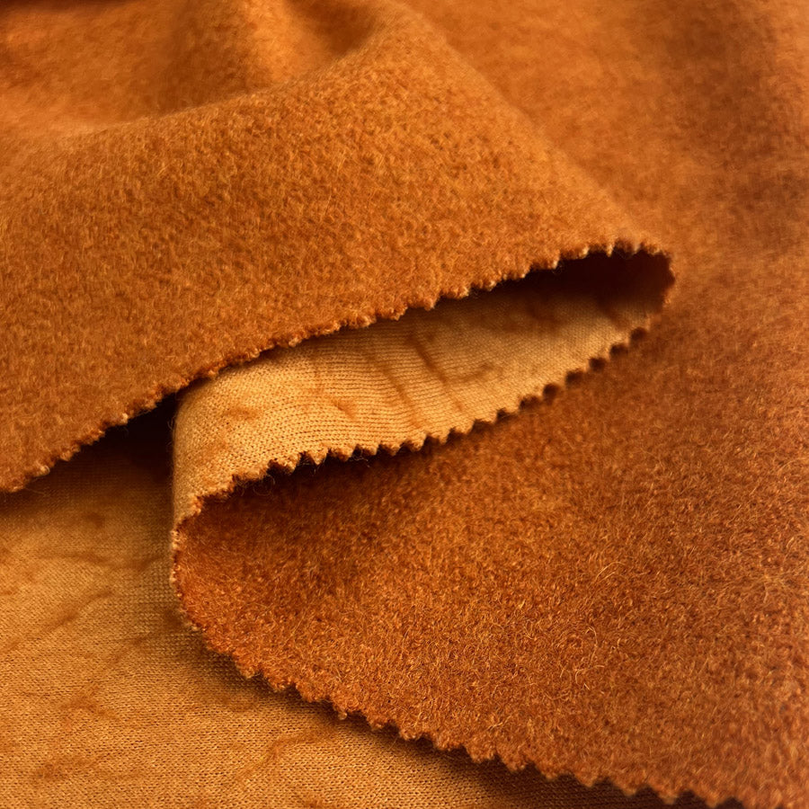 Polyester Wool Blend Coating Fabric  Boiled Wool Terracotta Fold2
