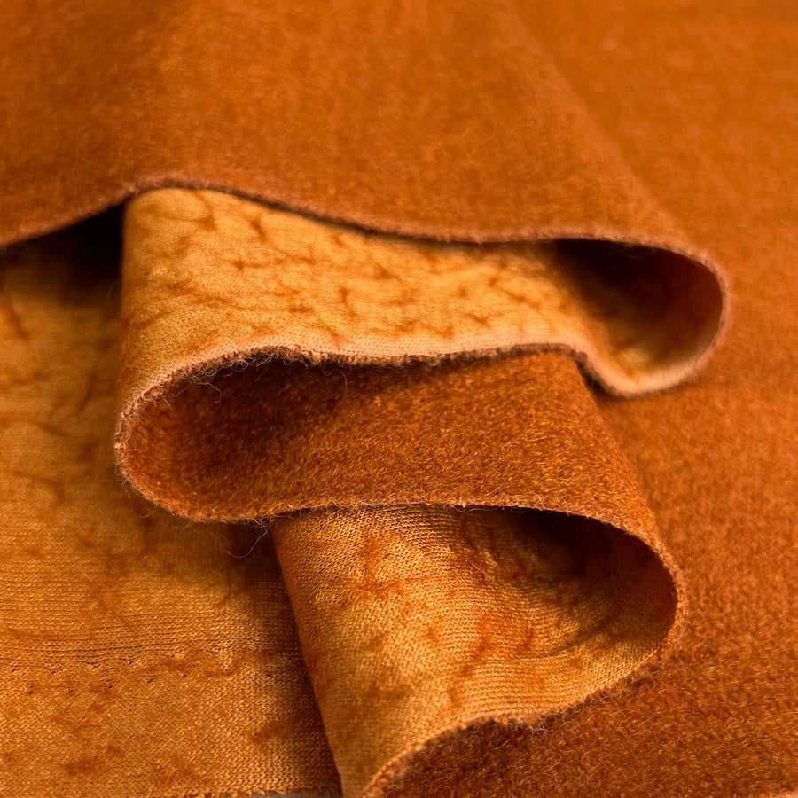 Polyester wool blend coating fabric boiled wool terracotta fold