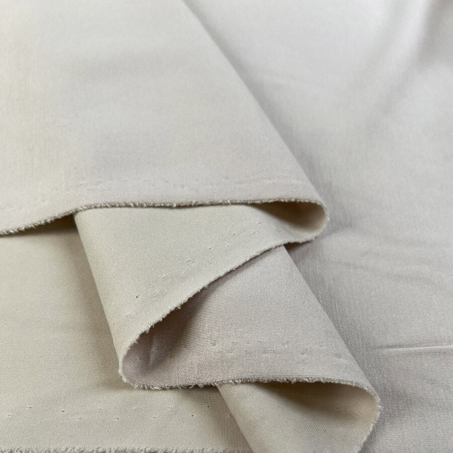 Pontoba Beige Viscose Polyamide Elastane Double Knit Jersey Fabric Fold