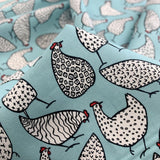 Poplin Print Chicken Turquoise Cotton Floral Dress Fabrics Cu